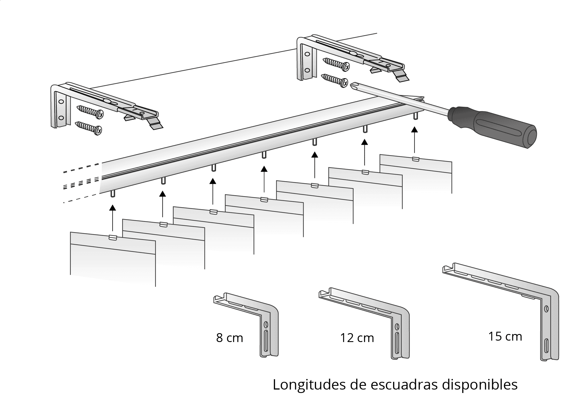 Instalación a pared con escuadras