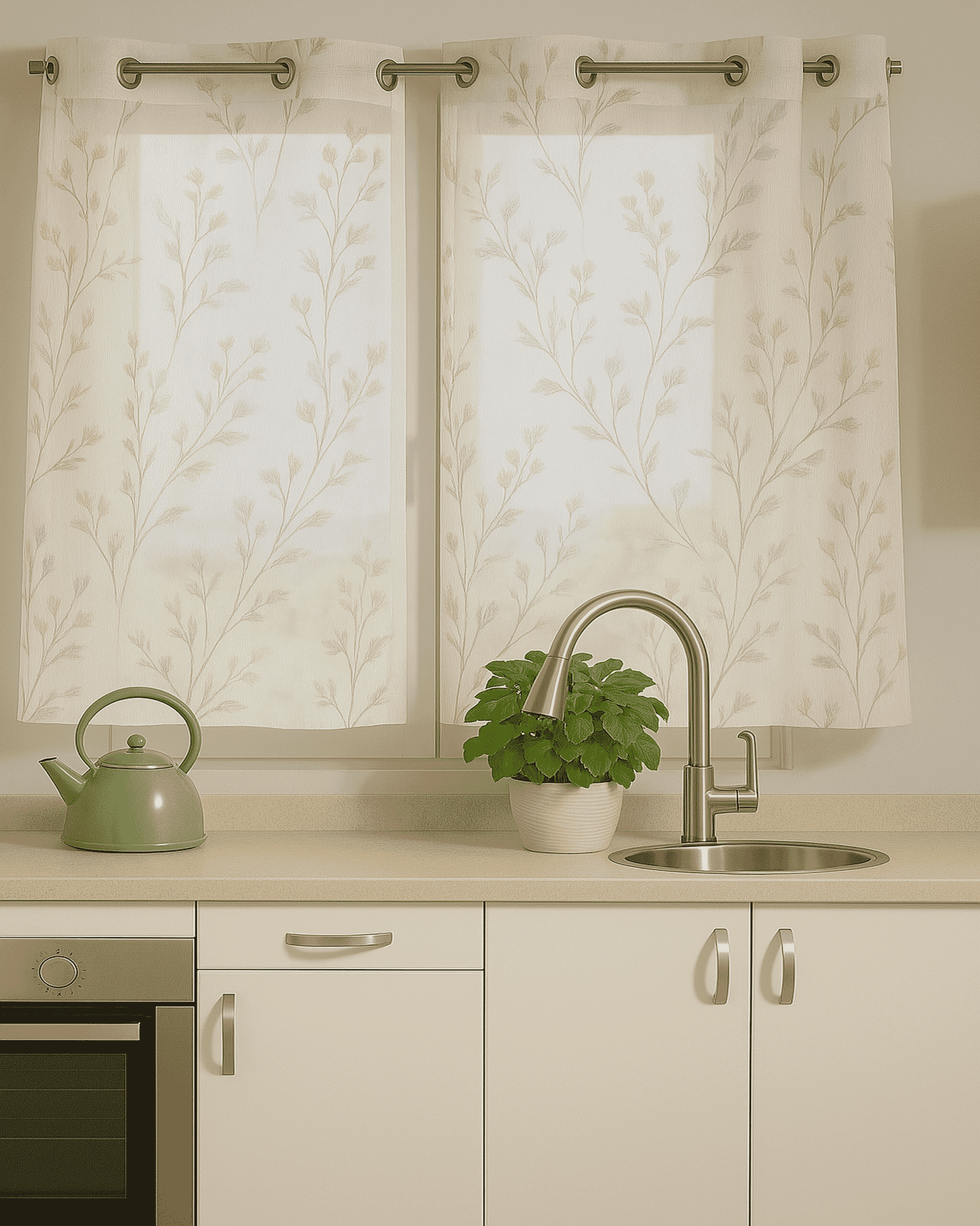 Visillos estampados cocina