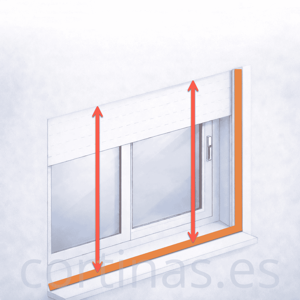 Medir el alto exterior para mosquitera enrollable