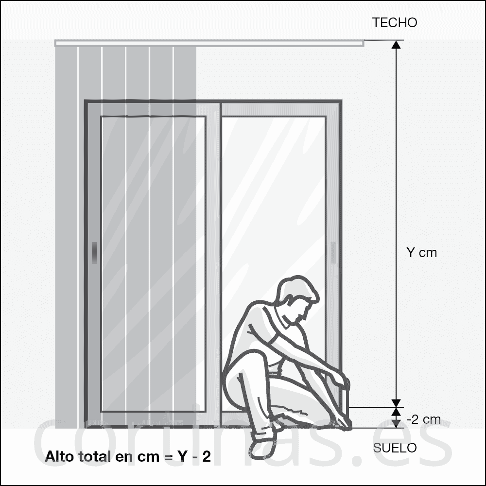 Medir alto cortina vertical desde el techo