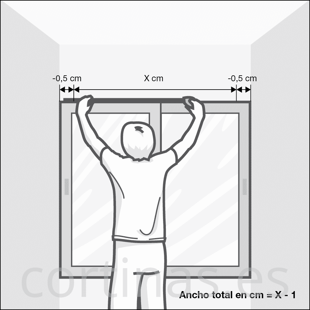 Medir ancho cortina vertical cuando está encaja entre paredes