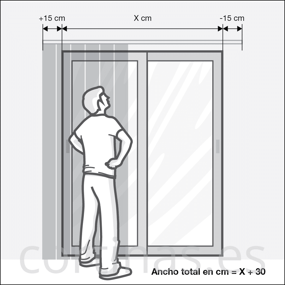 Medir ancho cortina vertical cuando hay espacio a ambos lados